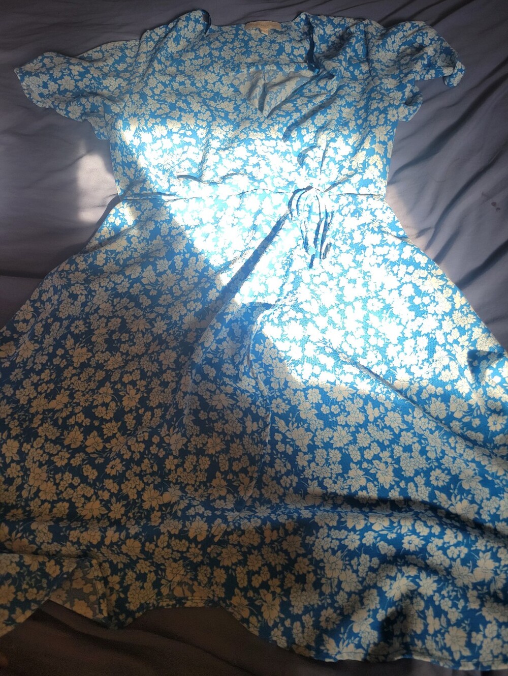 Blue Floral Wrap Dress